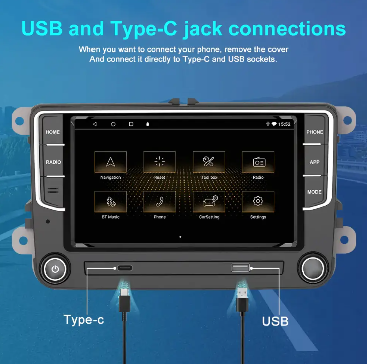Volkswagen/Skoda 7 Inch Android Car Stereo Wireless CarPlay, Android Auto