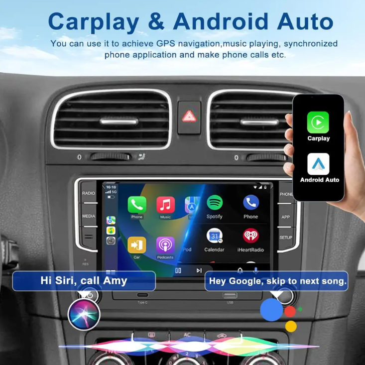 Volkswagen/Skoda 7 Inch Android Car Stereo Wireless CarPlay, Android Auto