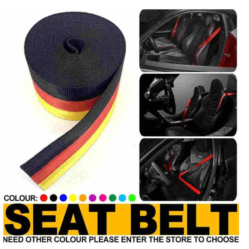 3 COLOR Car 3.6M Seat Belt Webbing Polyester Seat Lap Retractable Nylon Safety Strap