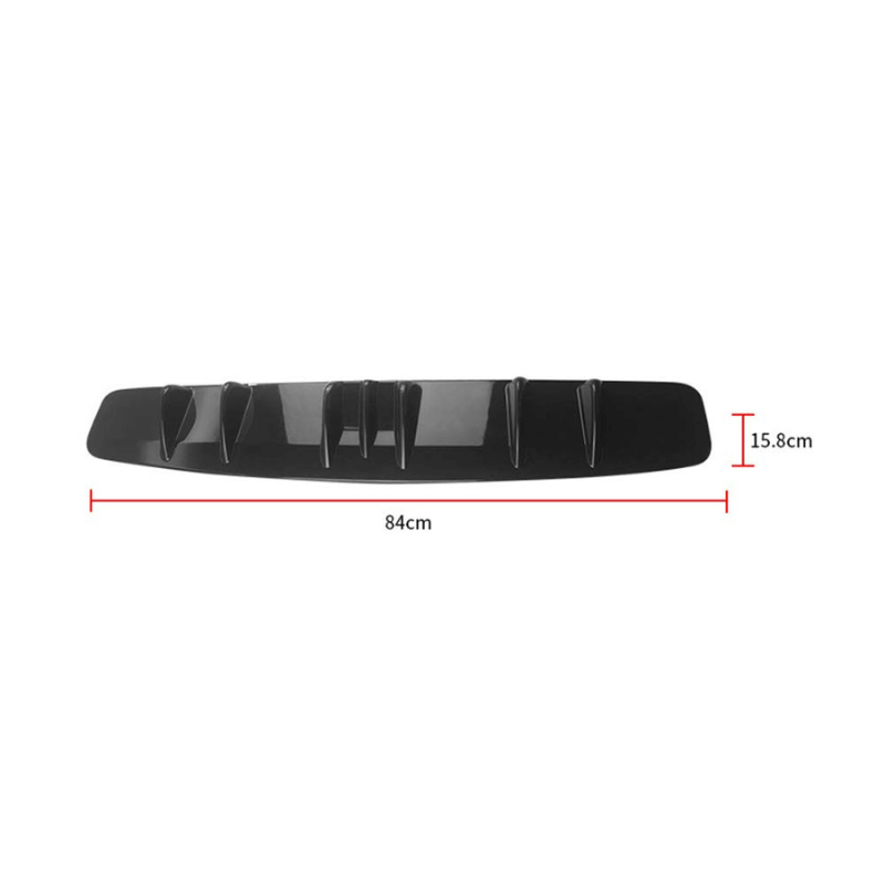 7Fin Universal Lower Rear Body Bumper Lip Diffuser Shark Fin Spoiler Gloss Black